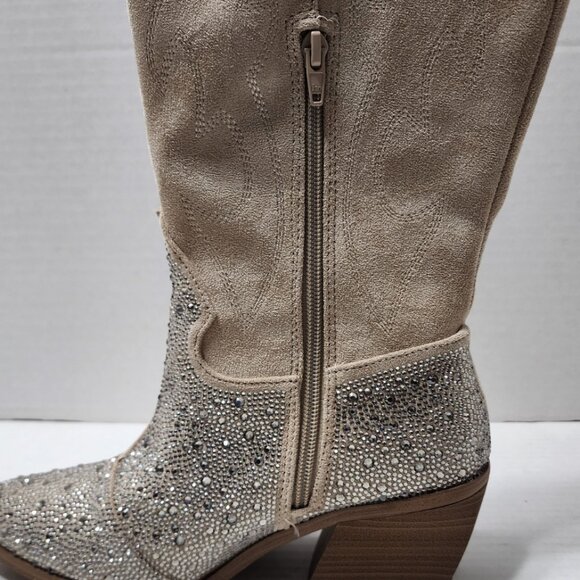 New Madden NYC Tall Embroidered Western Boots w/Stones Sparkle - Glitter Size 10 - Picture 8 of 9